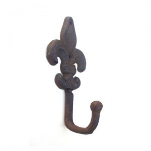 4 BROWN RUSTIC COAT HOOKS ANTIQUE STYLE CAST IRON 4.5" WALL DOUBLE RESTORATION ! 