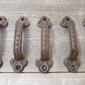 6 Large Cast Iron Antique Style FANCY Barn Handle Gate Pull Shed Door Handles #5 